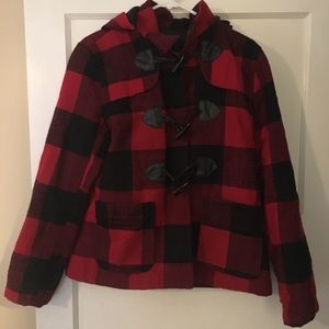 Red & Black Plaid Buffalo Check Jacket